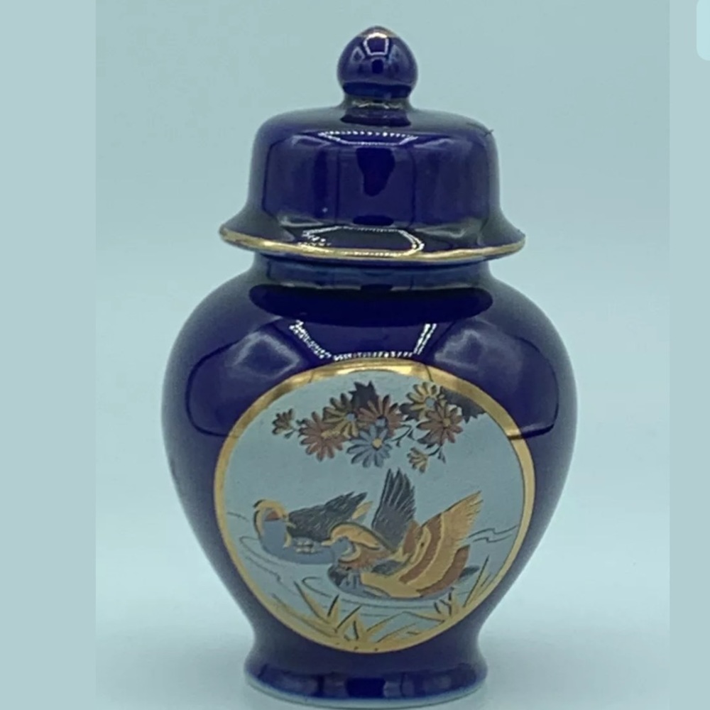 Cobalt Blue Small Ginger Jar Vintage Japanese